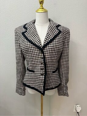 Vintage Howard Wolf Dallas Pink Black Tweed Blazer Jacket Size 8 Made USA